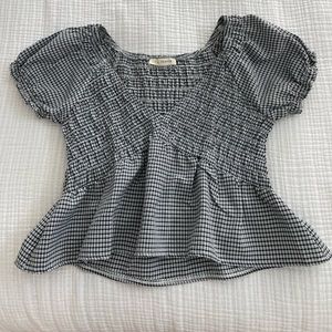Checkered black and white top